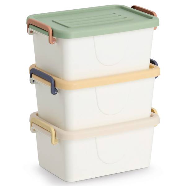 Aufbewahrungsboxen-Set Lebba 3-teilig Polypropylen - Weiß / Mint / Gelb / Beige