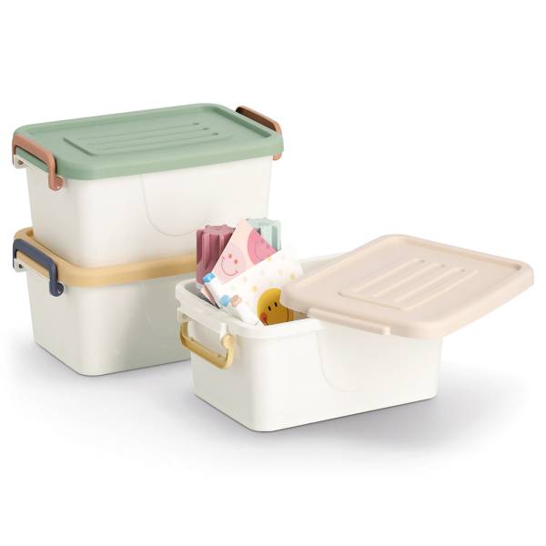 Aufbewahrungsboxen-Set Lebba 3-teilig Polypropylen - Weiß / Mint / Gelb / Beige