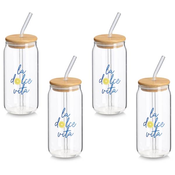 Trinkglas La Dolce Vita 4er-Set Glas / Bambus - Transparent