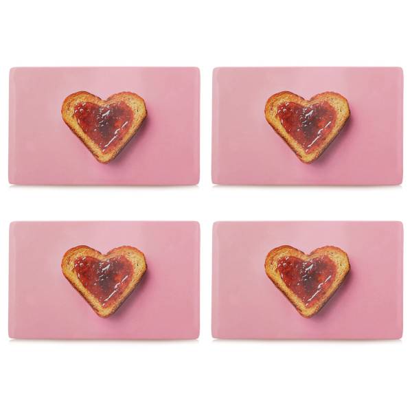 Frühstücksbrettchen Heart 4er-Set Melamin - Rosa