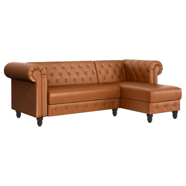 Ecksofa Favar mit Schlaffunktion Cognac - Kunstleder