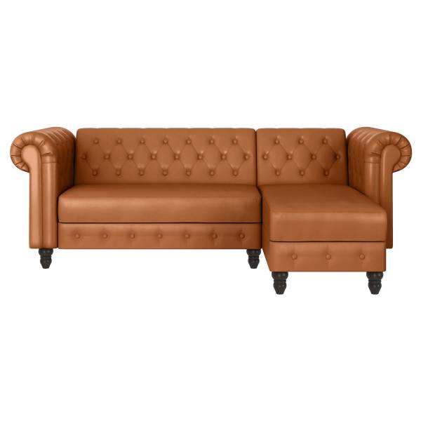 Ecksofa Favar mit Schlaffunktion Cognac - Kunstleder