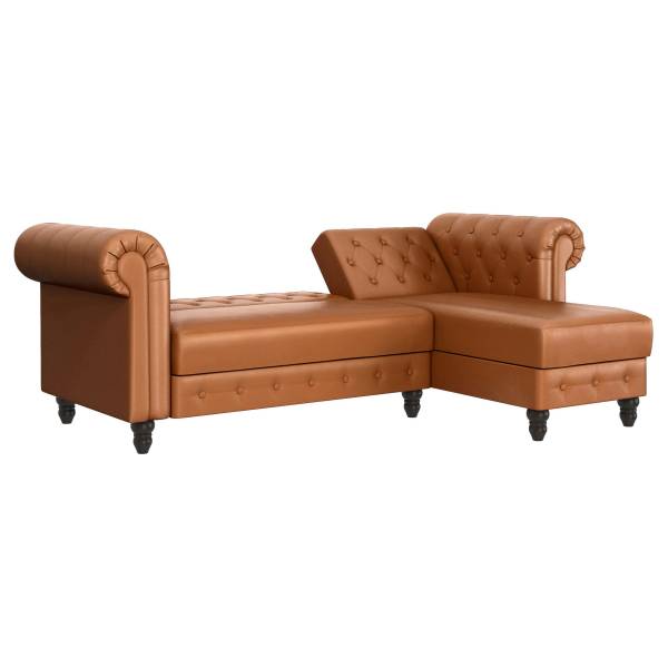 Ecksofa Favar mit Schlaffunktion Cognac - Kunstleder