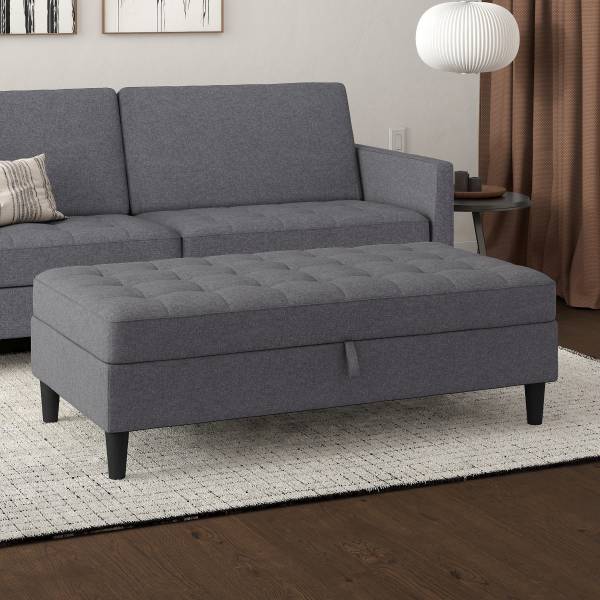 Polsterhocker Yalapa mit Stauraum Grau - Webstoff