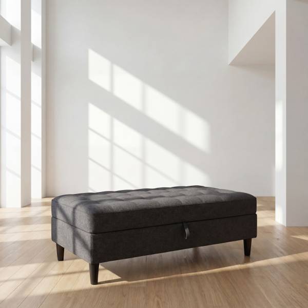 Polsterhocker Yalapa mit Stauraum Anthrazit - Webstoff