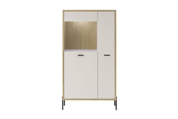 Highboard Cozar mit Glastür Kaschmir / Eiche Hell Dekor