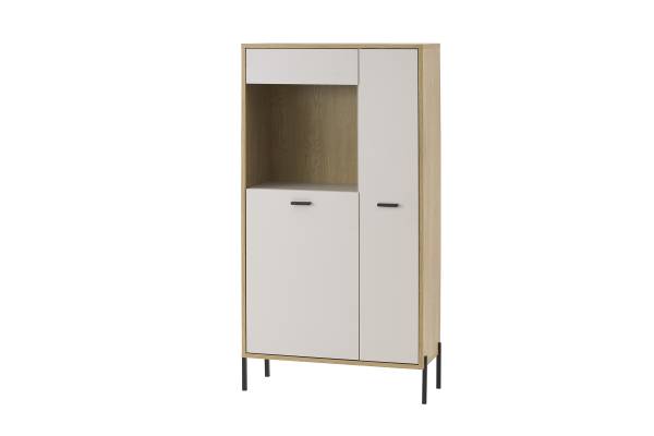 Highboard Cozar mit Glastür Kaschmir / Eiche Hell Dekor