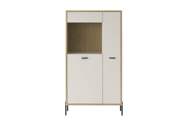 Highboard Cozar mit Glastür Kaschmir / Eiche Hell Dekor
