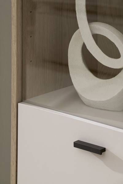Highboard Cozar mit Glastür Kaschmir / Eiche Hell Dekor