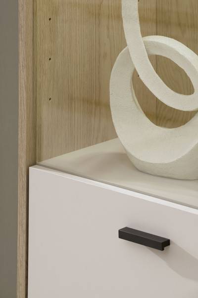 Highboard Cozar mit Glastür Kaschmir / Eiche Hell Dekor