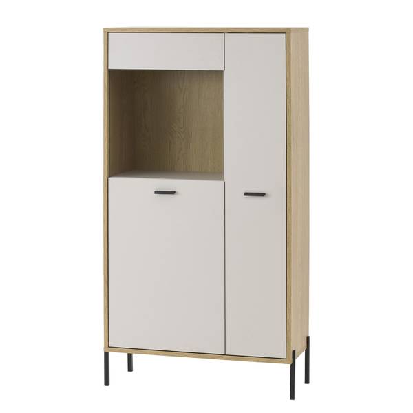 Highboard Cozar mit Glastür Kaschmir / Eiche Hell Dekor