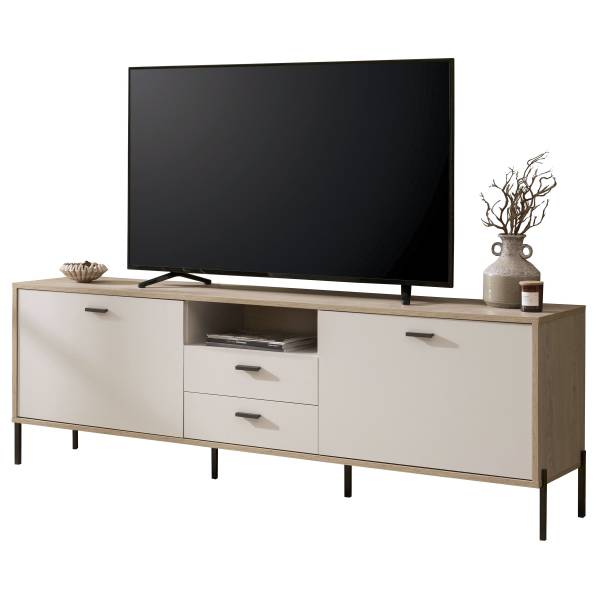 TV-Lowboard Cozar Kaschmir / Eiche Hell Dekor