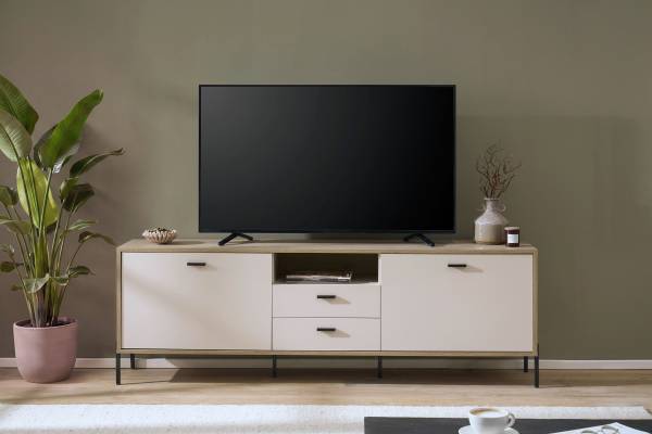 TV-Lowboard Cozar Kaschmir / Eiche Hell Dekor