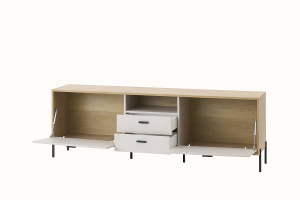 TV-Lowboard Cozar Kaschmir / Eiche Hell Dekor