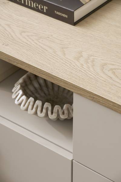 TV-Lowboard Cozar Kaschmir / Eiche Hell Dekor