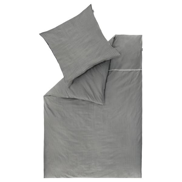 Renforcé-Bettwäsche Twist Baumwollstoff - Grau - 135 x 200 cm + Kissen 80 x 80 cm