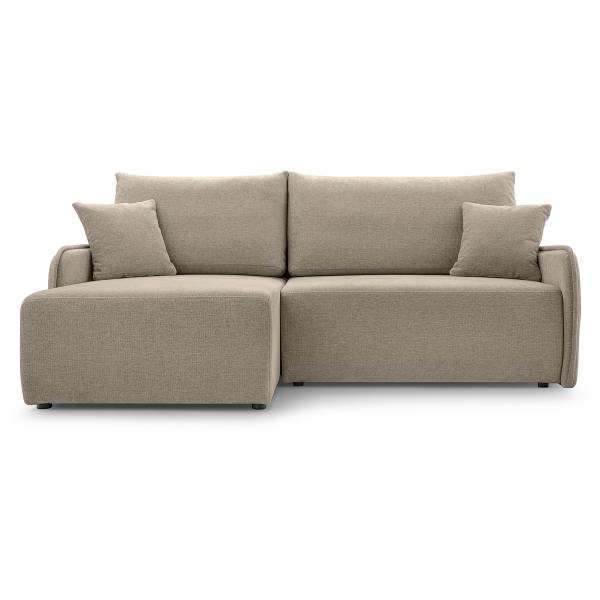 Ecksofa Netarro mit Schlaffunktion Warmes Beige - Longchair davorstehend links