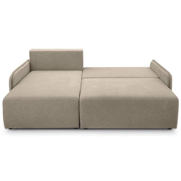 Ecksofa Netarro mit Schlaffunktion Warmes Beige - Longchair davorstehend links