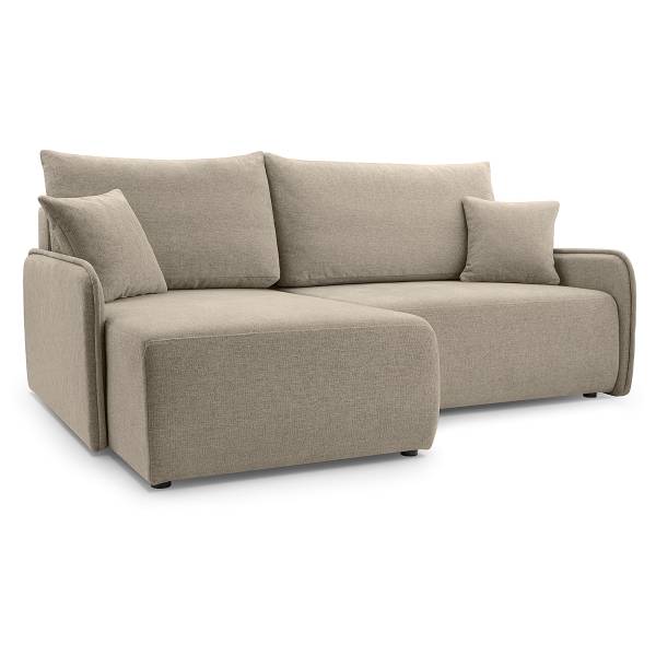 Ecksofa Netarro mit Schlaffunktion Warmes Beige - Longchair davorstehend links