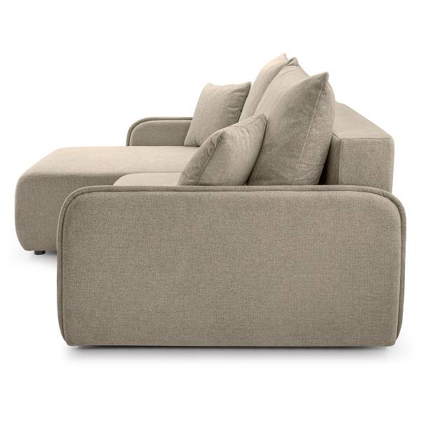 Ecksofa Netarro mit Schlaffunktion Warmes Beige - Longchair davorstehend links