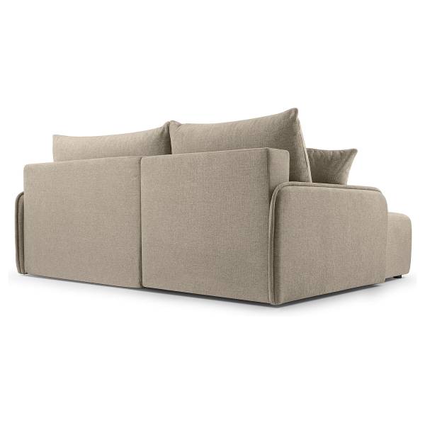Ecksofa Netarro mit Schlaffunktion Warmes Beige - Longchair davorstehend links