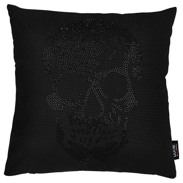 Dekokissen Stone Skull Baumwolle - Schwarz