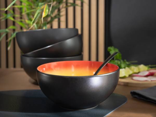 Buddha Bowl Hot 4er-Set Steinzeug - Rot