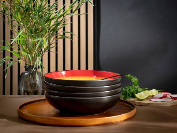 Poke Bowl Hot 4er-Set Steinzeug - Rot