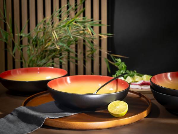 Poke Bowl Hot 4er-Set Steinzeug - Rot