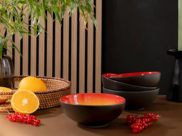 Smoothie Bowl Hot 4er-Set Steinzeug - Rot
