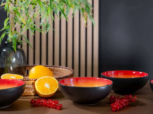Smoothie Bowl Hot 4er-Set Steinzeug - Rot