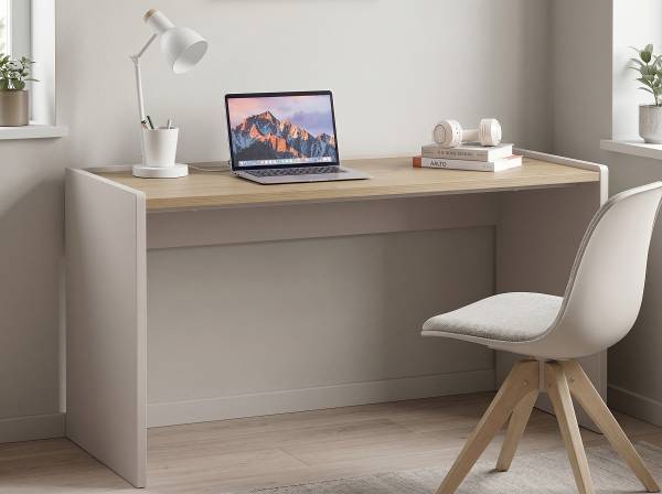 Schreibtisch Aluri Beige - Braun - Holzwerkstoff - 138 x 76 x 60 cm