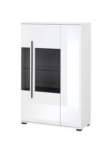 Highboard Farson mit Glastür - 90 cm Hochglanz Weiß