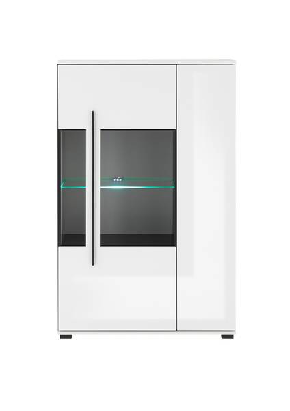 Highboard Farson mit Glastür - 90 cm Hochglanz Weiß