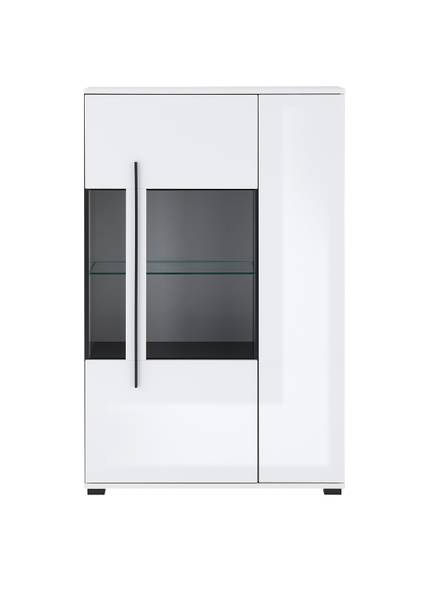 Highboard Farson mit Glastür - 90 cm Hochglanz Weiß