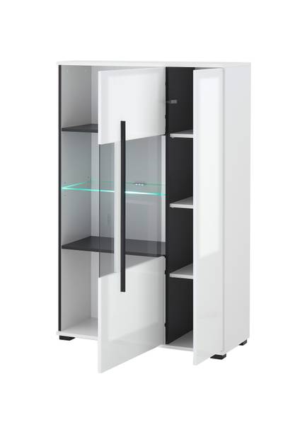 Highboard Farson mit Glastür - 90 cm Hochglanz Weiß