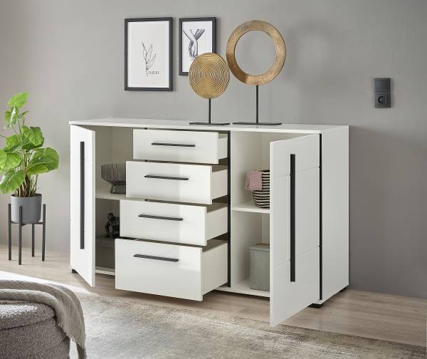 Sideboard Farson Hochglanz Weiß