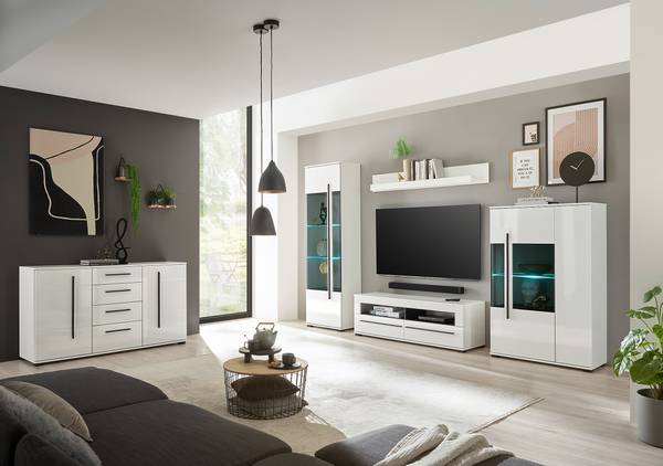 Sideboard Farson Hochglanz Weiß