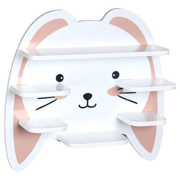 Wandregal Hase Grau - Pink - Holzwerkstoff - 45 x 42 x 12 cm