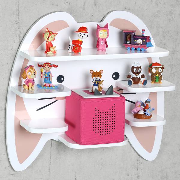 Wandregal Hase Grau - Pink - Holzwerkstoff - 45 x 42 x 12 cm