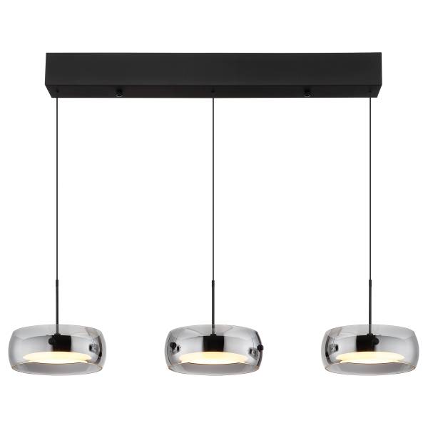 Pendelleuchte Livion Eisen / Rauchglas - 3-flammig