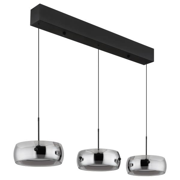 Pendelleuchte Livion Eisen / Rauchglas - 3-flammig