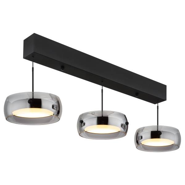 Pendelleuchte Livion Eisen / Rauchglas - 3-flammig