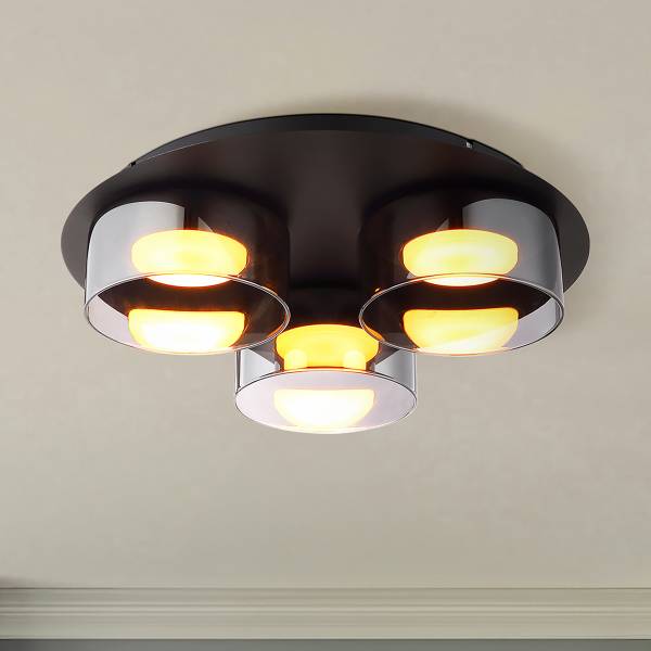 Deckenleuchte Higgins Aluminium / Rauchglas - 3-flammig