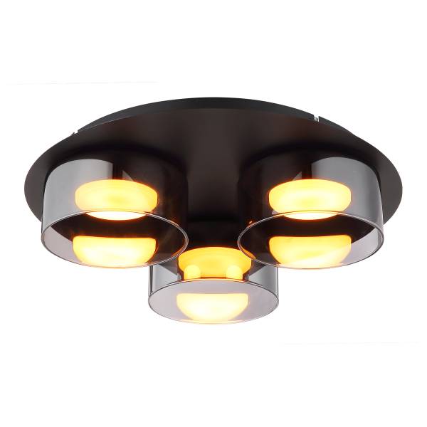 Deckenleuchte Higgins Aluminium / Rauchglas - 3-flammig
