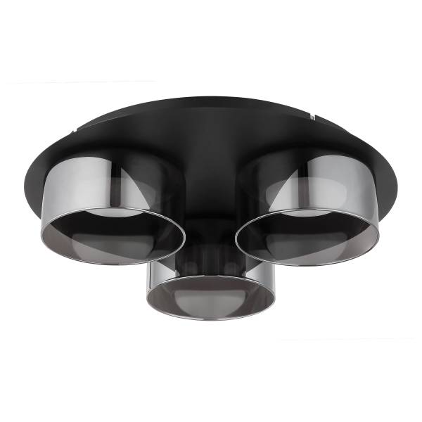 Deckenleuchte Higgins Aluminium / Rauchglas - 3-flammig