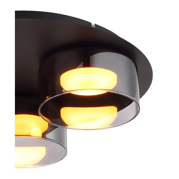 Deckenleuchte Higgins Aluminium / Rauchglas - 3-flammig