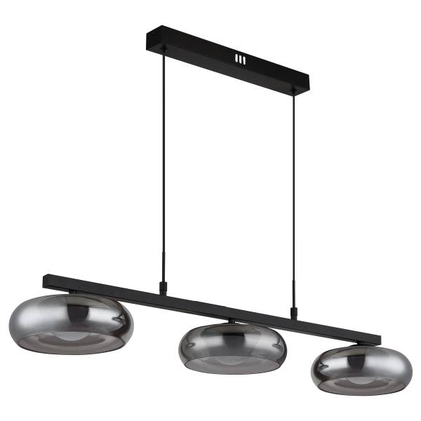 Pendelleuchte Carlene Typ A Eisen / Rauchglas - 3-flammig