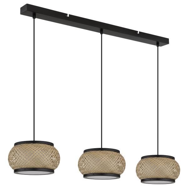 Pendelleuchte Bambora Typ B Eisen / Bambus - 3-flammig