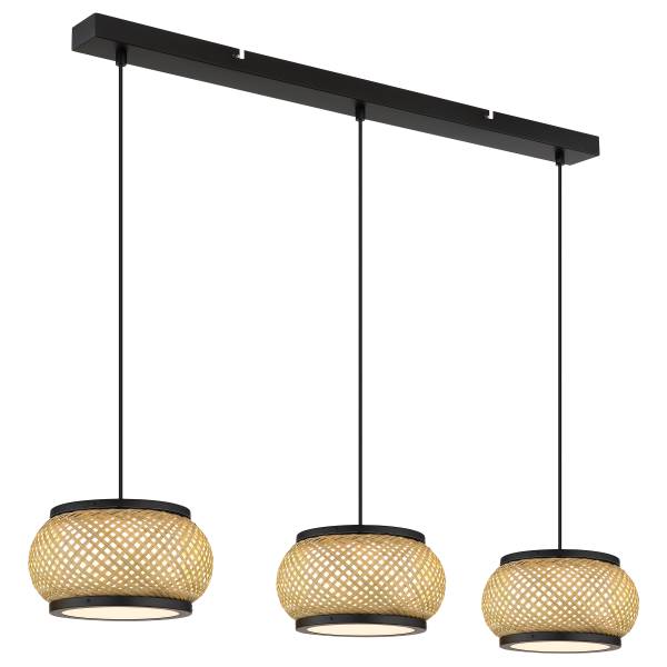 Pendelleuchte Bambora Typ B Eisen / Bambus - 3-flammig